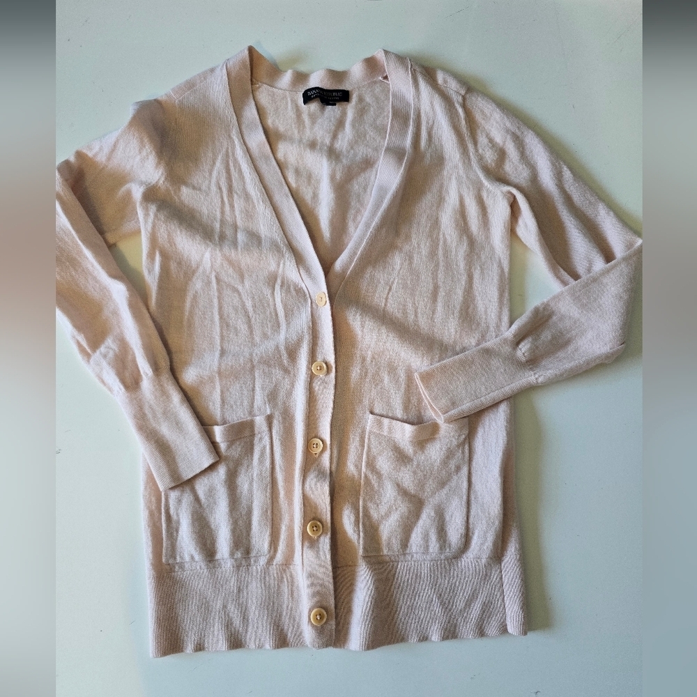 Banana Republic Merino Wool Cardigan Powder Puff Pink S